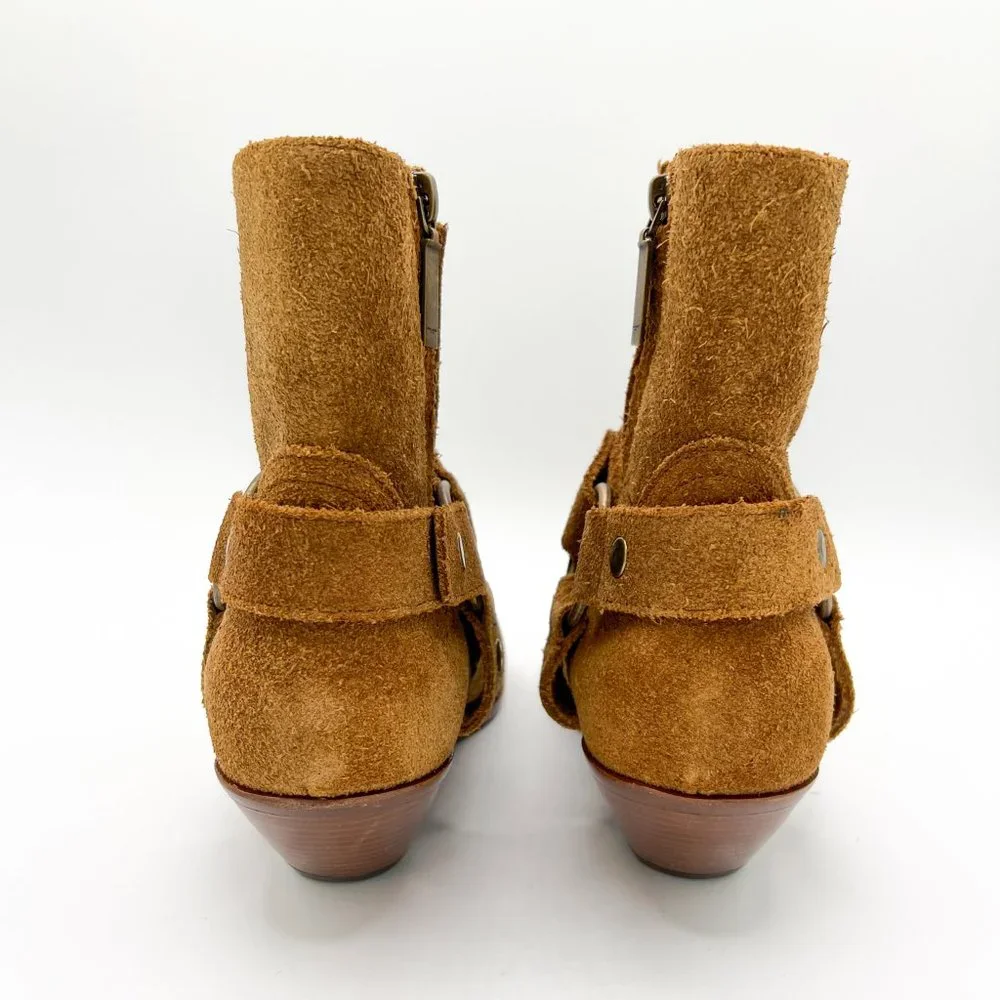 Saint Laurent Brown Leather Suede Wyatt Harness Boots/ New without Box - Picture 4 of 13
